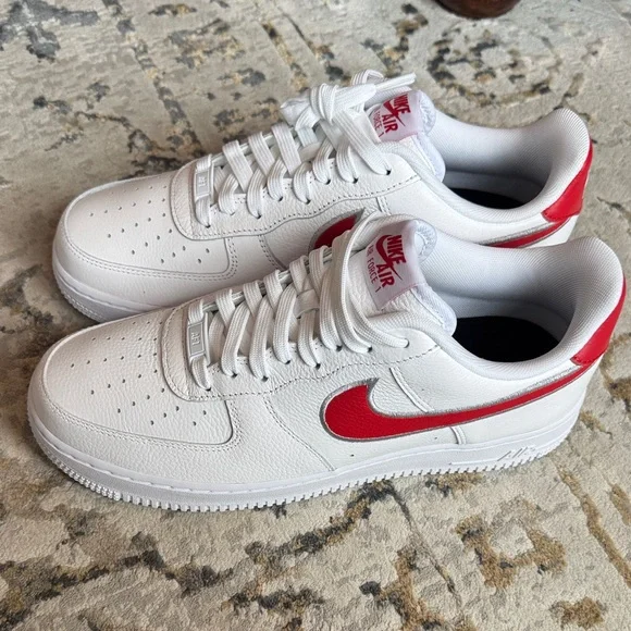 Nike Air Force 1 White, Gray and Red Air Sneakers. New in Box - Picture 1 of 6